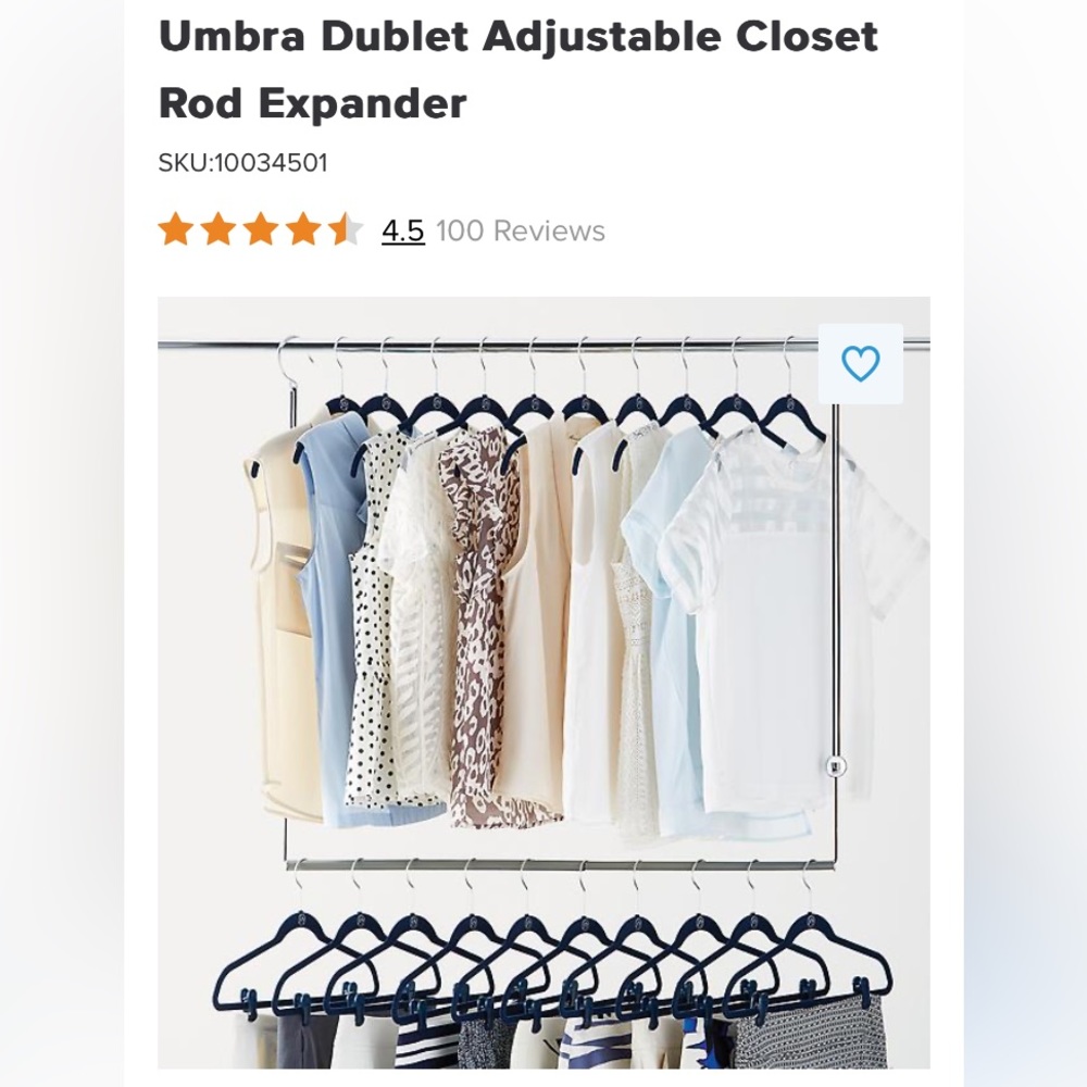 NIB Umbra Dublet hanging closet rod